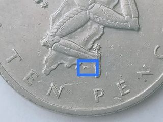 Bild 3 vom Beispiel von 10 Pence - Elizabeth II (Triskelion on map)