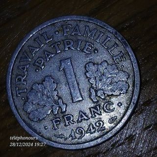 Afbeeldingen 4 van het voorbeeld van 1 Franc (Vichy French State - heavy type)