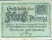 5 Pfennig Annaberg – avers
