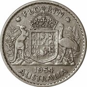 1 Florin - Elizabeth II (1st Portrait - without "F:D:") - achterkant