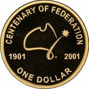 1 Dollar - Elizabeth II (4th Portrait - Centenary of Federation; Gold Proof) -  anverso
