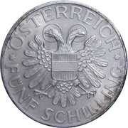 5 schilling (Vierge de Mariazell) – avers