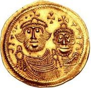 1 Solidus (In the name of Heraclius and Heraclius Constantine; Cross with flat ends; equal busts with broken legend) -  anverso