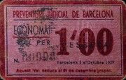 1 Peseta (Barcelona; Preventori Judicial - Economat) – avers