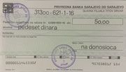 50 Dinara (Bank cheque) – anverso