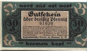 30 Pfennig (Hafenbetriebsverein e.V.) – avers