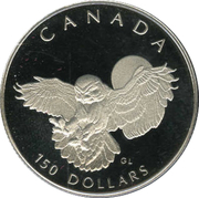 150 Dollars - Elizabeth II (Snowy Owl; platinum) -  dritto