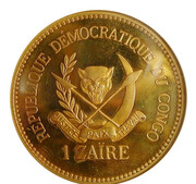 1 Zaïre (J.D. Mobutu; Gilt Brass) – dritto