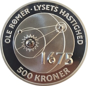 500 Kroner - Margrethe II (Ole Rømer - The speed of light) – reverso