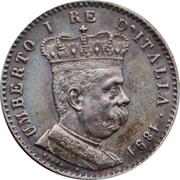 1 Lira / 2⁄10 Rial - Umberto I – voorzijde