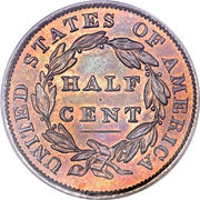 ½ Cent "Classic Head Half Cent" – реверс