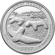 ¼ Dollar "Washington Quarter" (Effigy Mounds National Monument, Iowa) - Silver Proof -  аверс