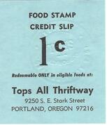 1 Cent - Food Stamp Scrip (Tops All Thriftway) – аверс