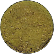 5 centimes Daniel-Dupuis (Essai en laiton) – reverso