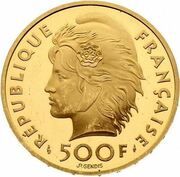 500 Francs / 70 Ecus (Mediterranean Games) -  anverso