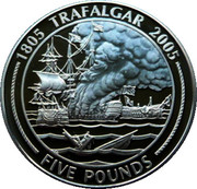 5 Pounds - Elizabeth II (Battle of Nile - Warship on fire) – реверс