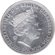 100 Pounds - Elizabeth II (2 oz Silver Piedfort) – аверс