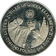 5 Pounds - Elizabeth II (Queen's Golden Jubilee) – реверс