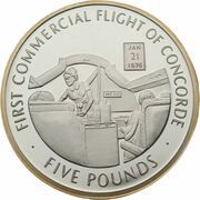 5 Pounds - Elizabeth II (Concorde's First Commercial Flight) – реверс