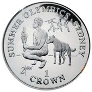 1 Crown - Elizabeth II (Aboriginal man and dog; Silver Proof) – реверс