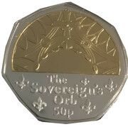 50 Pence - Charles III (Coronation Regalia - The Sovereign's Orb; Silver/Gold Plated) -  avers