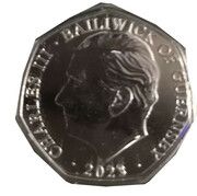 50 Pence - Charles III (Coronation Regalia - The Sovereign's Sceptre; Silver/Gold Plated) – dritto