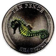 10 Pence - Charles III (Seahorse; Colourised) – rovescio