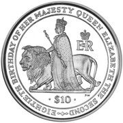 10 Dollars - Elizabeth II (80th Birthday of Queen Elizabeth II; Silver Proof) – reverso