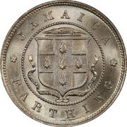 1 Farthing - Edward VII (Arms with vertical shading) -  anverso