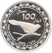100 dinar (Faucon crécerellette) – revers