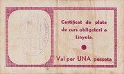 1 Peseta (Linyola) – Rückseite