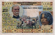 5000 Francs / 1000 Ariary – anverso