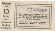10 Heller (Maissau) – Rückseite