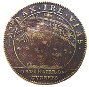 Rechenpfennig - Louis XIV (Ordinaires des guerres; Audax Ire Vias) Cornelius Lauffer - реверс