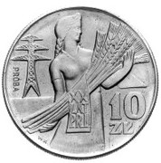 10 Zlotys (20th Anniversary of People's Republic of Poland; Trial Strike CuNi) -  avers