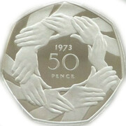50 Pence - Elizabeth II (EEC 50p Anniversary, Silver Proof) – revers