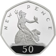 50 Pence - Elizabeth II (Britannia New Pence; Silver Proof) – revers