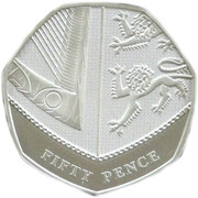 50 Pence - Elizabeth II (4th portrait; Royal Shield, Platinum Proof) – revers