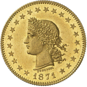20 Francs (Durussel pattern; gold) – Rückseite