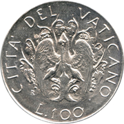 100 Lire - John Paul II (Self-denial for Children) – reverso