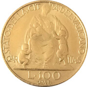 100 Lire - Pius XII – reverso