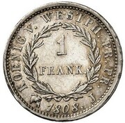 1 frank Jérôme Bonaparte – revers