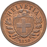 Immagine 1 di una vendita 2 Rappen (Wreath; bronze; light type)