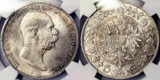Photo 1 d'une vente de 5 couronnes - François Joseph Ier