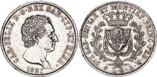 Afbeelding 1 van een verkocht 5 Lire - Carlo Felice