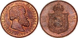 Afbeelding 1 van een verkocht 10 Réis - Pedro II