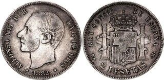 Foto 1 de uma 2 Pesetas - Alfonso XII venda