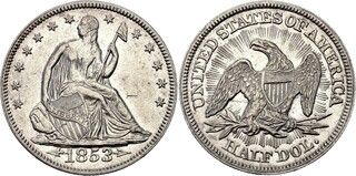 Photo 1 d'une vente de ½ Dime "Seated Liberty Half Dime" (flèche vers la date)