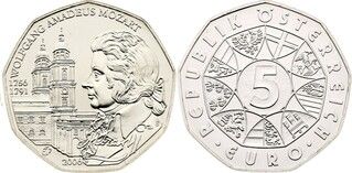 Foto 1 de uma 5 Euros (Wolfgang Amadeus Mozart) venda