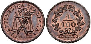 Photo 1 d'une vente de 1⁄100 lire / 2 denari - Napoléon (Essai)